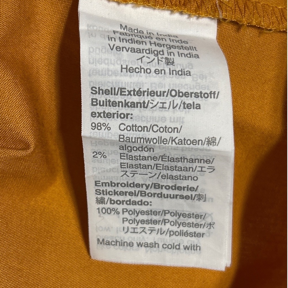 J. Crew Embroidered Flutter Sleeve Blouse Stretch Cotton Poplin Rough Amber Sz M - Picture 8 of 8